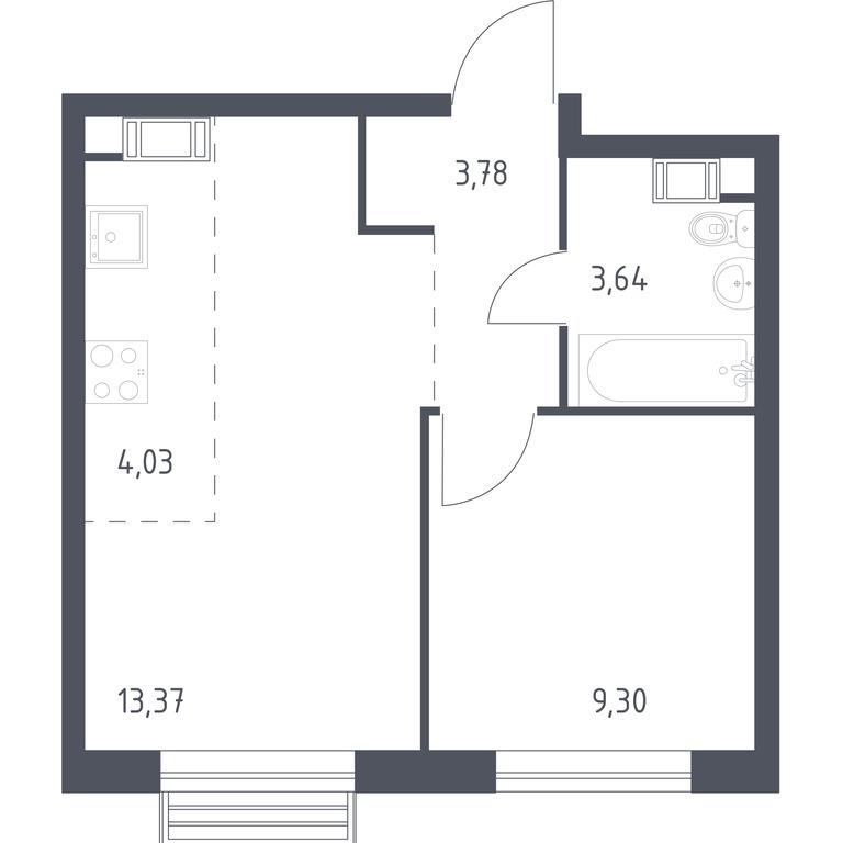 Apartment Sale, 34.12 sq. m. at Kvartal Rumyantsevo, ulitsa Admirala Kornilova, с1, Mosrentgen Settlement, Moscow, Russia #1
