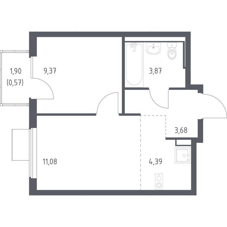 Apartment Sale, 32.96 sq. m. at Gorki Park, Shkolnaya ulitsa, 2, derevnya Korobovo, Leninskiy City District, Moscow Region, Russia #1