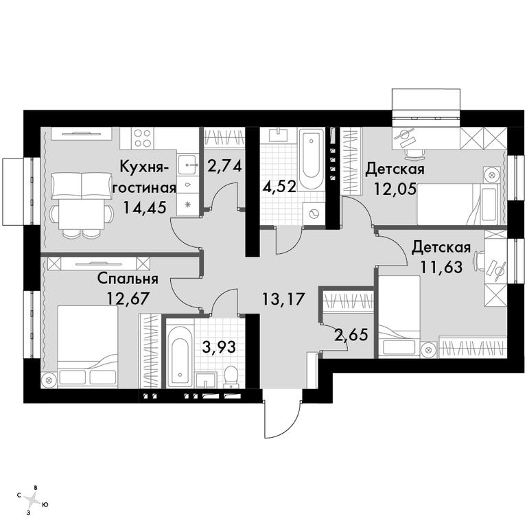 3-BD Apartment Sale, 72.8 sq. m. at Zhavoronki Club, zhiloy kompleks Akkord Smart-kvartal, Mitkino Village, Odintsovskiy City District, Moscow Region, Russia #1 3-BD Apartment Sale, 72.8 sq. m. at Zhavoronki Club, zhiloy kompleks Akkord Smart-kvartal, Mitkino Village, Odintsovskiy City District, Moscow Region, Russia #1
