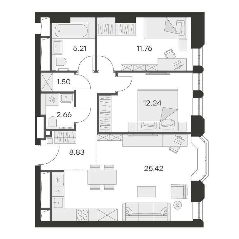 2-BD Apartment Sale, 67.8 sq. m. at Aura Belorusskaya, 1st Yamskogo Polya Street, 28с3, Moscow, Russia #1 2-BD Apartment Sale, 67.8 sq. m. at Aura Belorusskaya, 1st Yamskogo Polya Street, 28с3, Moscow, Russia #1