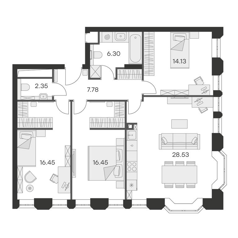 3-BD Apartment Sale, 91.6 sq. m. at Aura Belorusskaya, 1st Yamskogo Polya Street, 28с3, Moscow, Russia #2
