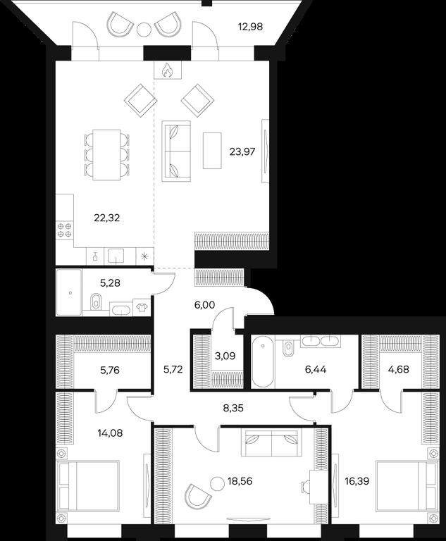 4-BD Apartment Sale, 140.4 sq. m. at Forst, Avtozavodskaya Street, 24, Moscow, Russia #2