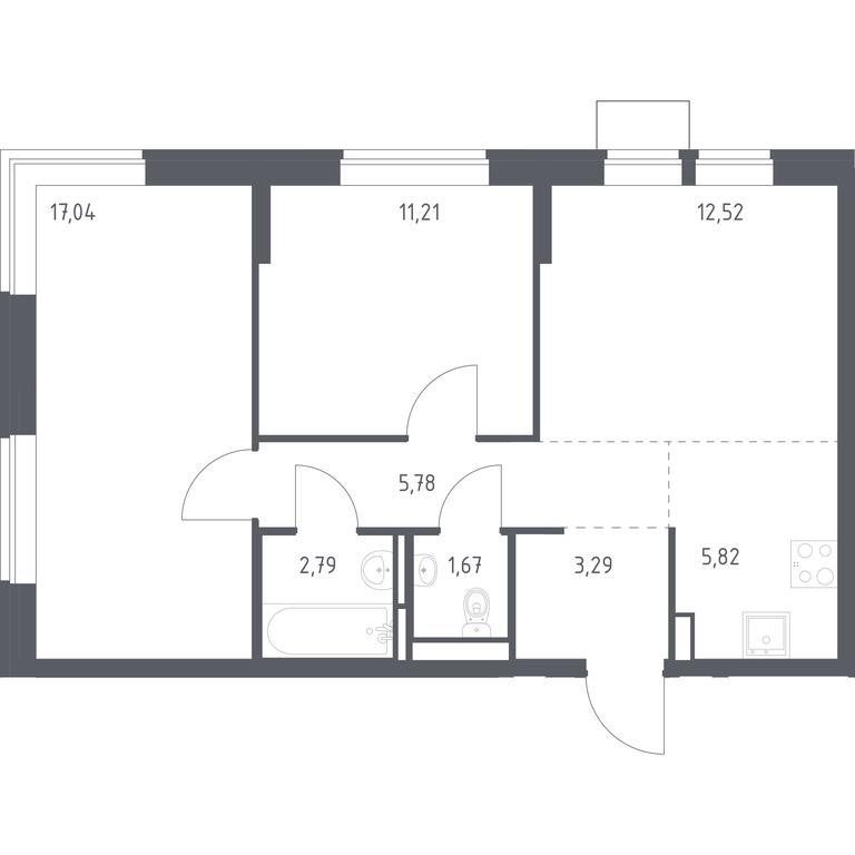 1-BD Apartment Sale, 60.12平方米 at Bogdanovskiy Les, derevnya Bogdanikha, Leninskiy City District, Moscow Region, Russia #1 1-BD Apartment Sale, 60.12平方米 at Bogdanovskiy Les, derevnya Bogdanikha, Leninskiy City District, Moscow Region, Russia #1