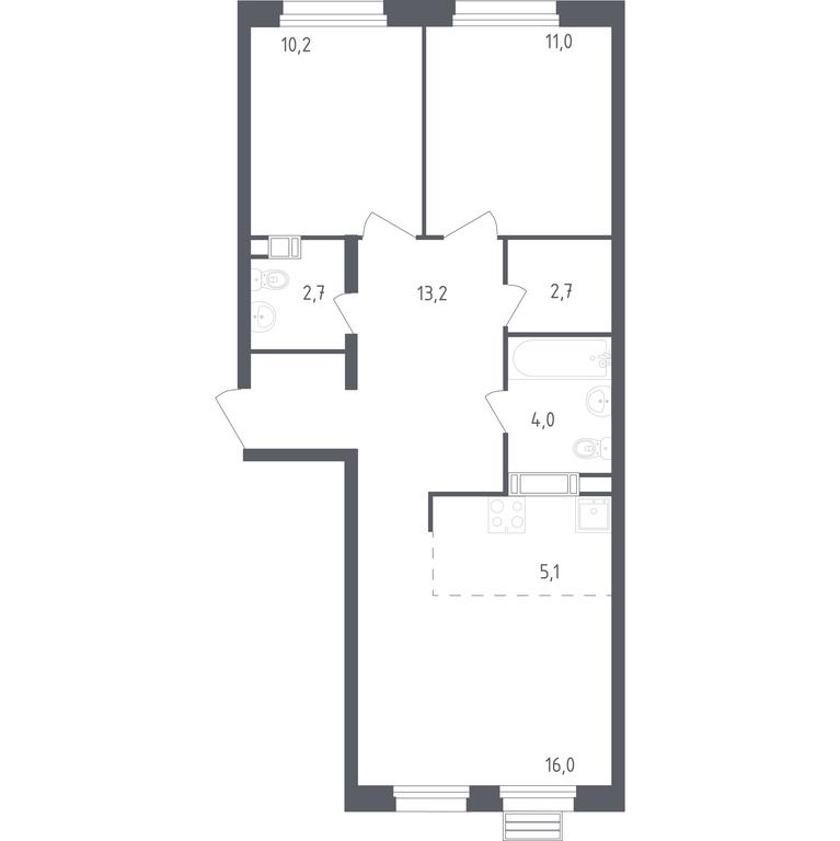 1-BD Apartment Sale, 62.9 sq. m. at Eko Bunino, prospekt Kuprina, 34к1, Sosenskoye Settlement, Moscow, Russia #1