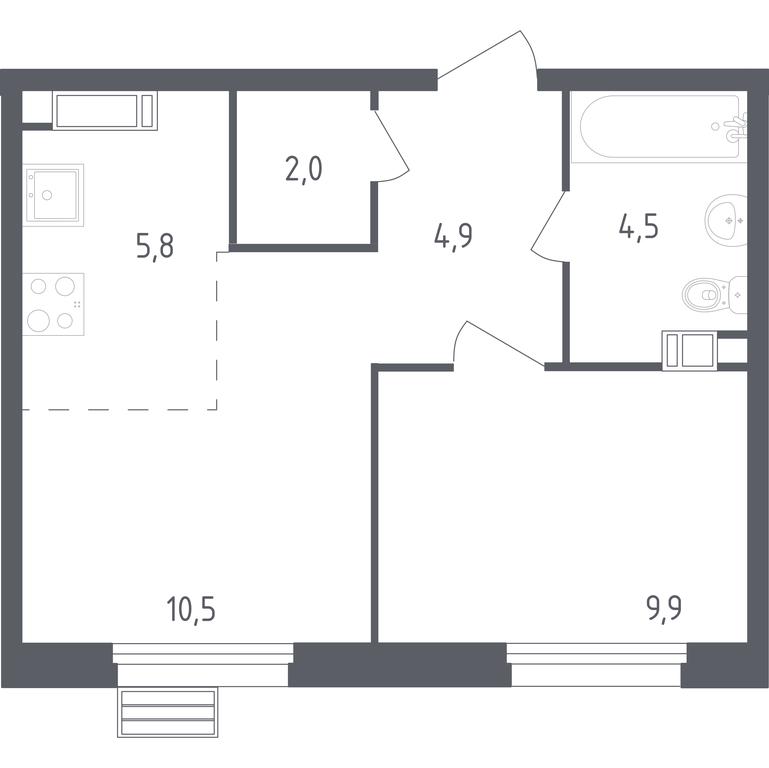 Apartment Sale, 37.5平方米 at Eko Bunino, prospekt Kuprina, 34к1, Sosenskoye Settlement, Moscow, Russia #1