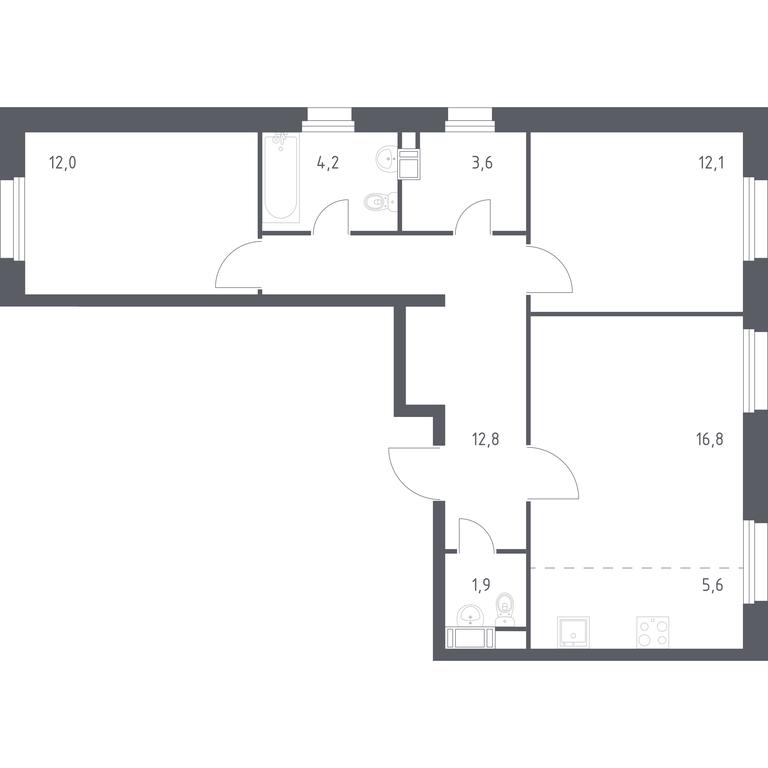1-BD Apartment Sale, 69 sq. m. at Eko Bunino, prospekt Kuprina, 34к1, Sosenskoye Settlement, Moscow, Russia #1