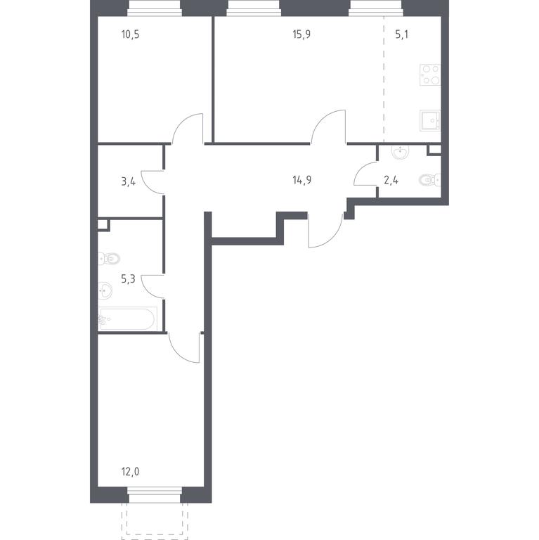 1-BD Apartment Sale, 68.9 sq. m. at Eko Bunino, prospekt Kuprina, 34к1, Sosenskoye Settlement, Moscow, Russia #1 1-BD Apartment Sale, 68.9 sq. m. at Eko Bunino, prospekt Kuprina, 34к1, Sosenskoye Settlement, Moscow, Russia #1