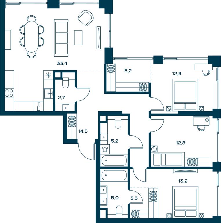 3-BD Apartment Sale, 113.6 sq. m. at Soul, Chasovaya Street, 28, Moscow, Russia #1 3-BD Apartment Sale, 113.6 sq. m. at Soul, Chasovaya Street, 28, Moscow, Russia #1