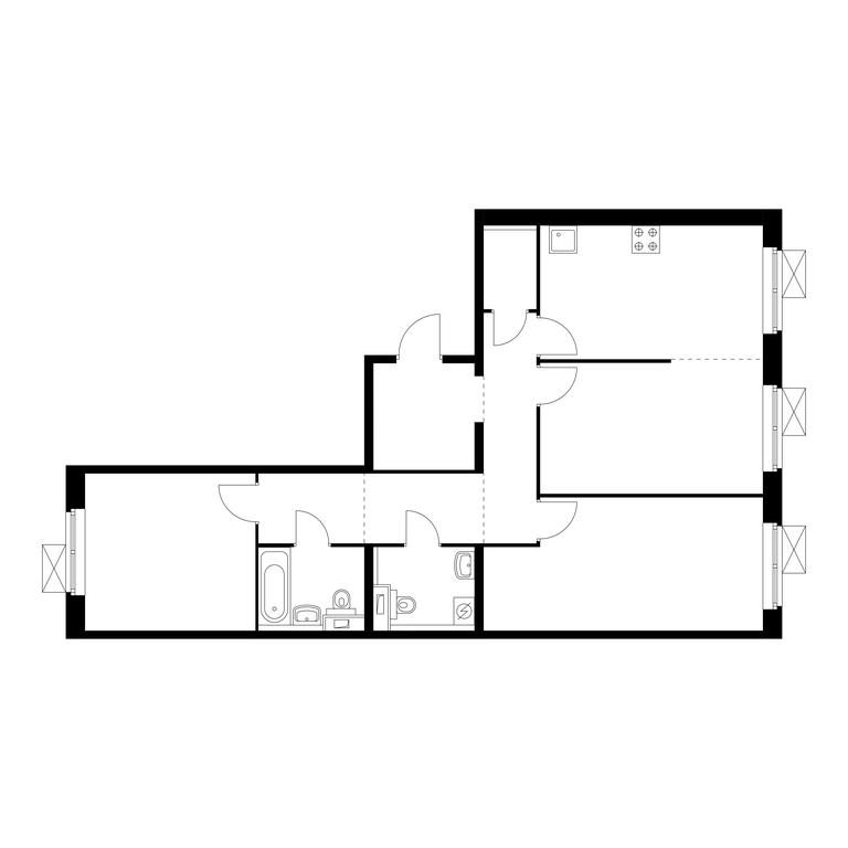 3-BD Apartment Sale, 83.1 sq. m. at Belaya Dacha Park, mikrorayon Parkovy, 1, Kotelniki, Moscow Region, Russia #1