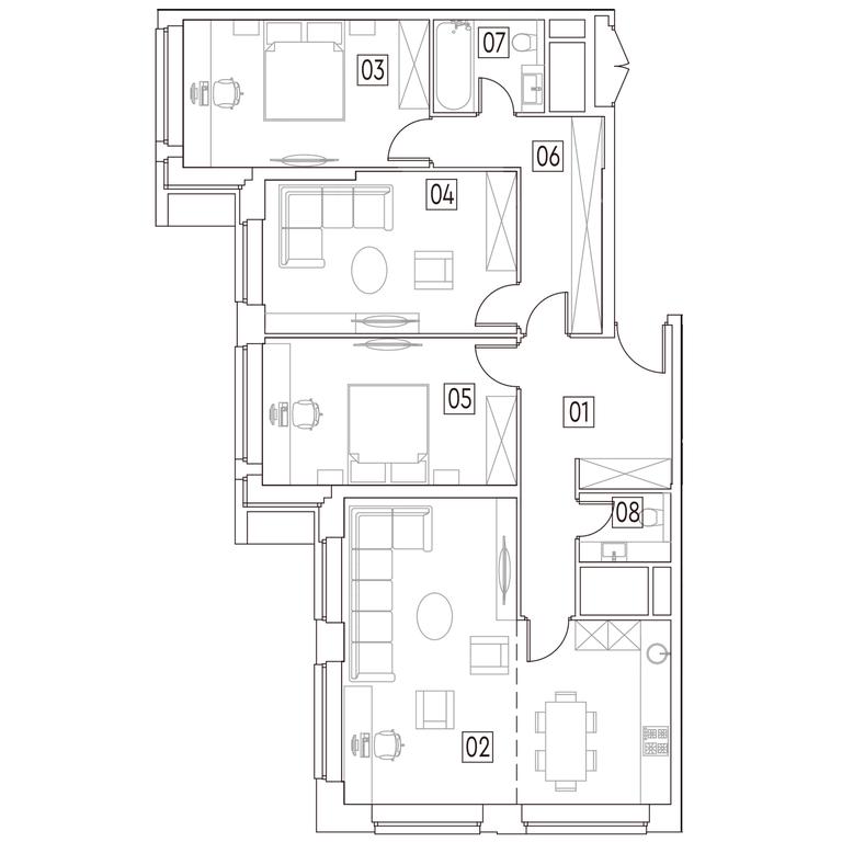 3-BD Apartment Sale, 105.1 sq. m. at Mainstreet, Ivana Franko Street, 8, Moscow, Russia #1
