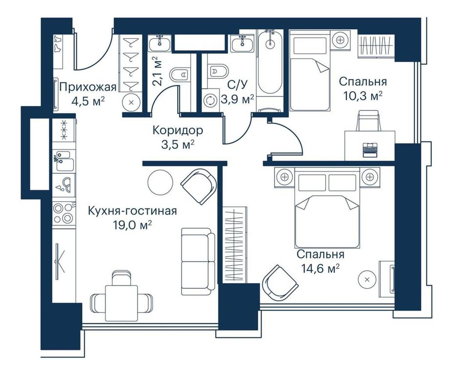 2-BD Apartment Sale, 57.8 sq. m. at City Bay, Volokolamskoye Highway, 95с3, Moscow, Russia #1 2-BD Apartment Sale, 57.8 sq. m. at City Bay, Volokolamskoye Highway, 95с3, Moscow, Russia #1