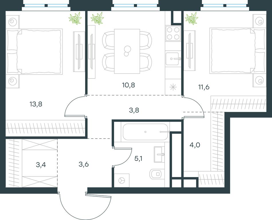 1-BD Apartment Sale, 56.1 sq. m. at Level Nizhegorodskaja, Perovskoye Highway, 21с1, Moscow, Russia #1 1-BD Apartment Sale, 56.1 sq. m. at Level Nizhegorodskaja, Perovskoye Highway, 21с1, Moscow, Russia #1