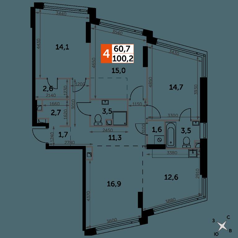4-BD Apartment Sale, 100.2平方米 at Rotterdam, Varshavskoye Highway, 37Ак1с2, Moscow, Russia #1 4-BD Apartment Sale, 100.2平方米 at Rotterdam, Varshavskoye Highway, 37Ак1с2, Moscow, Russia #1
