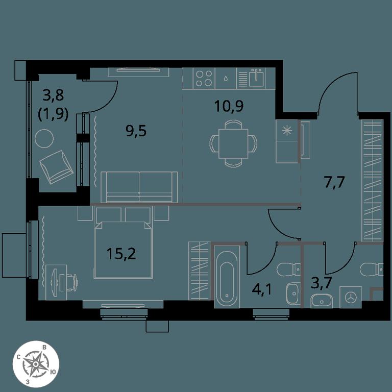2-BD Apartment Sale, 53 sq. m. at 1 Izmajlovskij, Montazhnaya Street, 8с13, Moscow, Russia #1