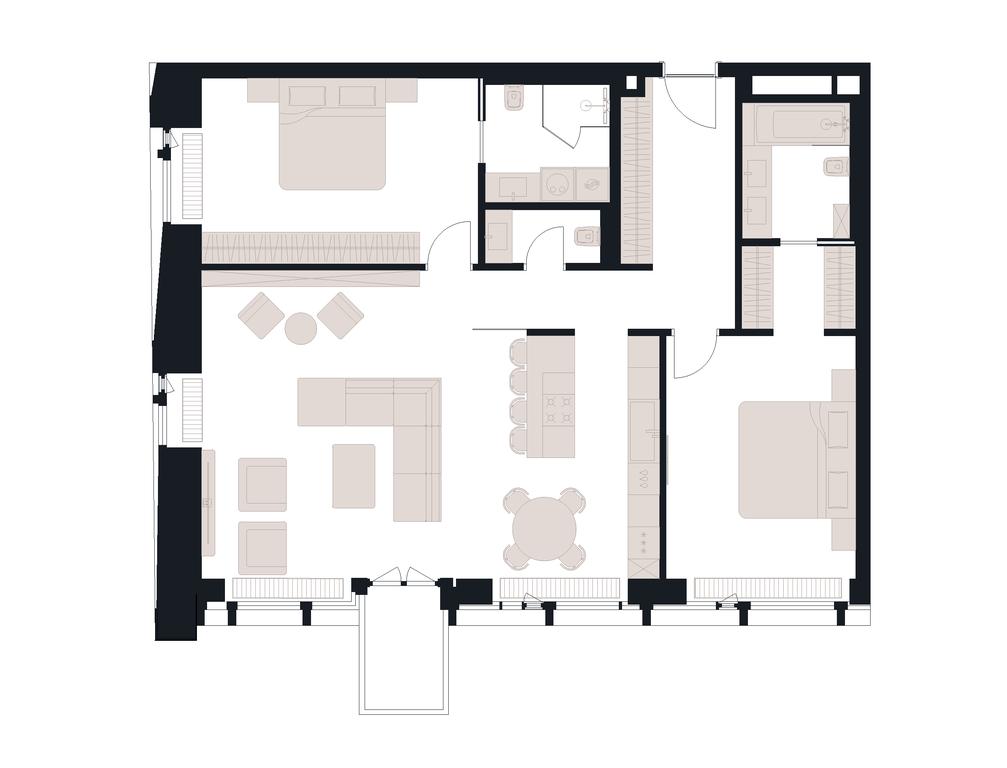 2-BD Apartment Sale, 116.9平方米 at Victory Park Residences, Bratyev Fonchenko Street, вл3, Moscow, Russia #1
