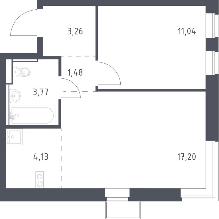 Apartment Sale, 40.88 sq. m. at Egorovo Park, 1-y kvartal, posyolok Zhilino-1, Lubertsy City District, Moscow Region, Russia #1