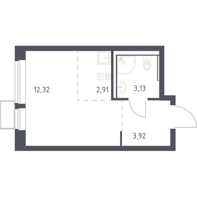 Apartment Sale, 22.28 sq. m. at Egorovo Park, 1-y kvartal, posyolok Zhilino-1, Lubertsy City District, Moscow Region, Russia #1