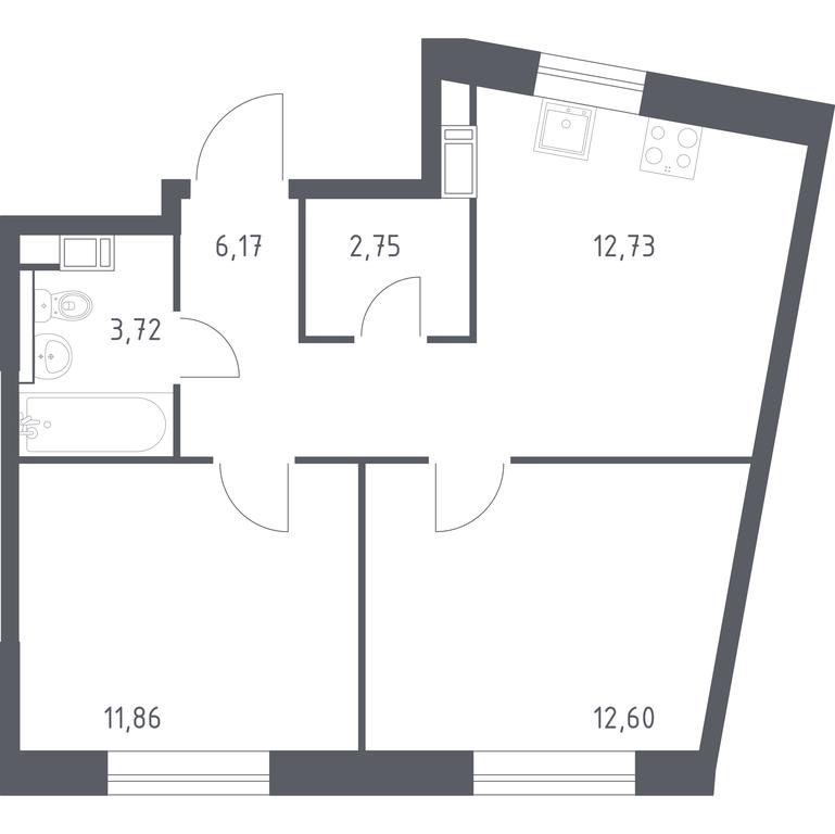 1-BD Apartment Sale, 49.83 sq. m. at Eko Bunino, prospekt Kuprina, 34к1, Sosenskoye Settlement, Moscow, Russia #1