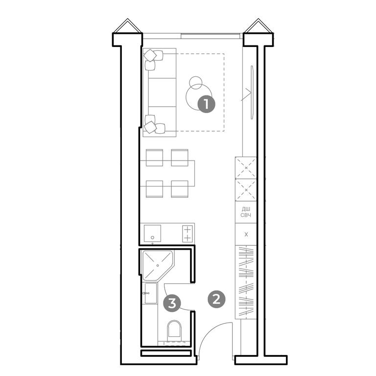 Apartment Sale, 26.7平方米 at Nametkin Tower, Namyotkina Street, 10А, Moscow, Russia #1