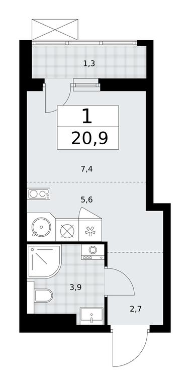 Apartment Sale, 20.9 sq. m. at Buninskie Kvartaly, Akademika Semyonova Street, 22, Moscow, Russia #2