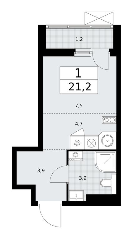 Apartment Sale, 21.2平方米 at Buninskie Kvartaly, Akademika Semyonova Street, 22, Moscow, Russia #2