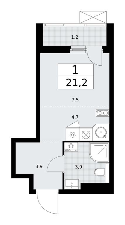 Apartment Sale, 21.2平方米 at Buninskie Kvartaly, Akademika Semyonova Street, 22, Moscow, Russia #2 Apartment Sale, 21.2平方米 at Buninskie Kvartaly, Akademika Semyonova Street, 22, Moscow, Russia #2