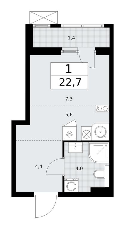 Apartment Sale, 22.7平方米 at Buninskie Kvartaly, Akademika Semyonova Street, 22, Moscow, Russia #1