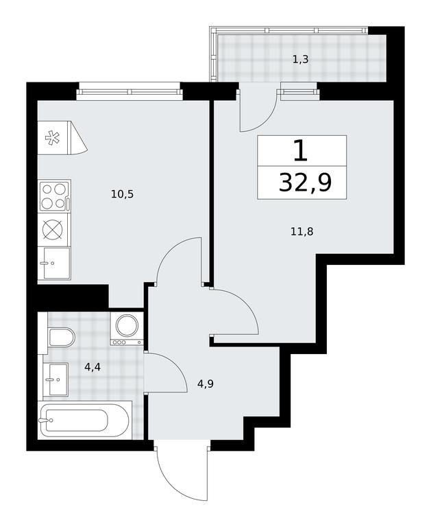 Apartment Sale, 32.9平方米 at Buninskie Kvartaly, Akademika Semyonova Street, 22, Moscow, Russia #1