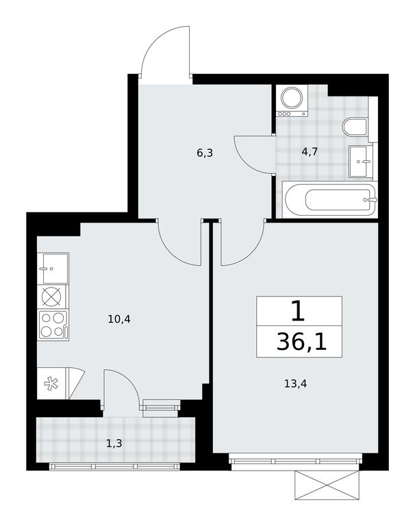 Apartment Sale, 36.1平方米 at Buninskie Kvartaly, Akademika Semyonova Street, 22, Moscow, Russia #2