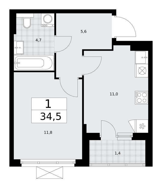 Apartment Sale, 34.5平方米 at Buninskie Kvartaly, Akademika Semyonova Street, 22, Moscow, Russia #2