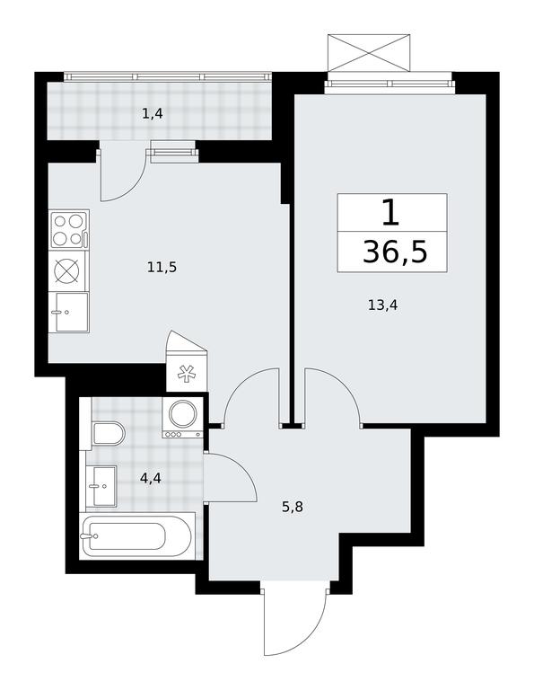 Apartment Sale, 36.5 sq. m. at Buninskie Kvartaly, Akademika Semyonova Street, 22, Moscow, Russia #1