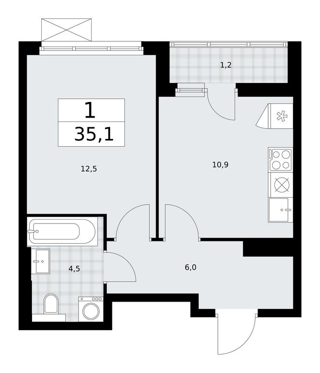 Apartment Sale, 35.1平方米 at Buninskie Kvartaly, Akademika Semyonova Street, 22, Moscow, Russia #1