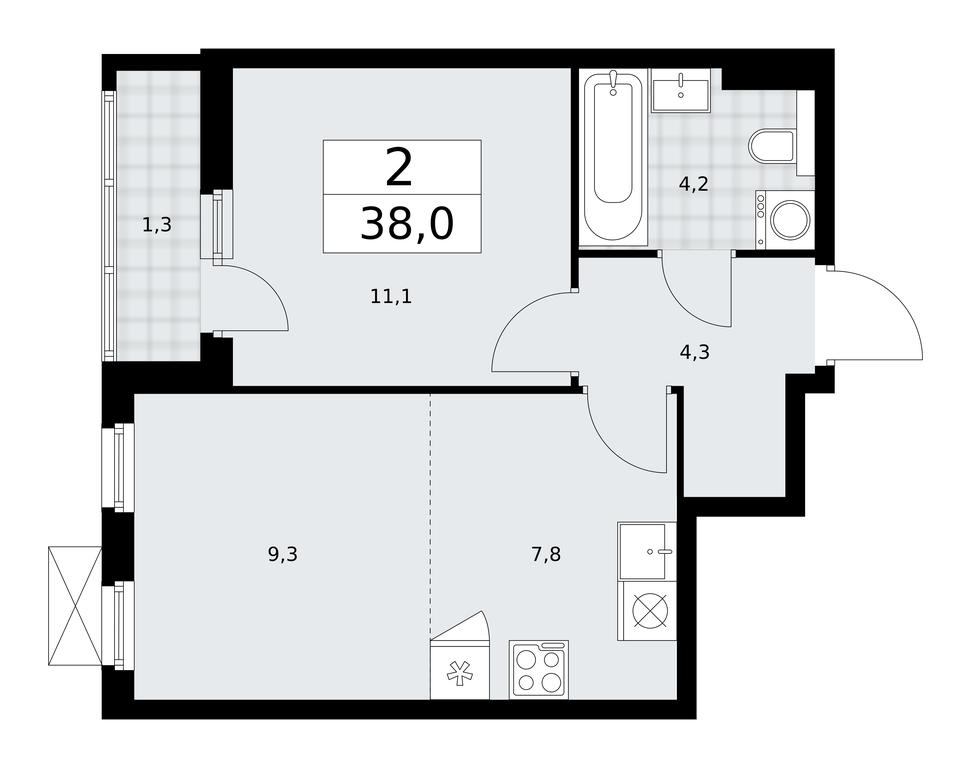 1-BD Apartment Sale, 38平方米 at Buninskie Kvartaly, Akademika Semyonova Street, 22, Moscow, Russia #2