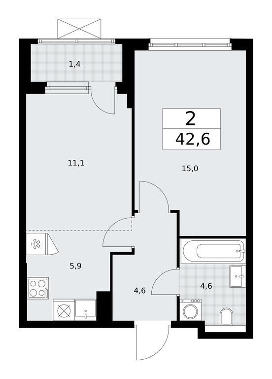 1-BD Apartment Sale, 42.6平方米 at Buninskie Kvartaly, Akademika Semyonova Street, 22, Moscow, Russia #2 1-BD Apartment Sale, 42.6平方米 at Buninskie Kvartaly, Akademika Semyonova Street, 22, Moscow, Russia #2
