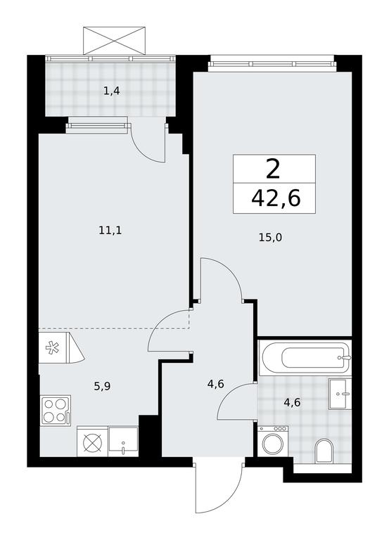 1-BD Apartment Sale, 42.6平方米 at Buninskie Kvartaly, Akademika Semyonova Street, 22, Moscow, Russia #1 1-BD Apartment Sale, 42.6平方米 at Buninskie Kvartaly, Akademika Semyonova Street, 22, Moscow, Russia #1