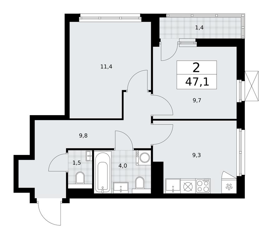1-BD Apartment Sale, 47.1平方米 at Buninskie Kvartaly, Akademika Semyonova Street, 22, Moscow, Russia #2 1-BD Apartment Sale, 47.1平方米 at Buninskie Kvartaly, Akademika Semyonova Street, 22, Moscow, Russia #2