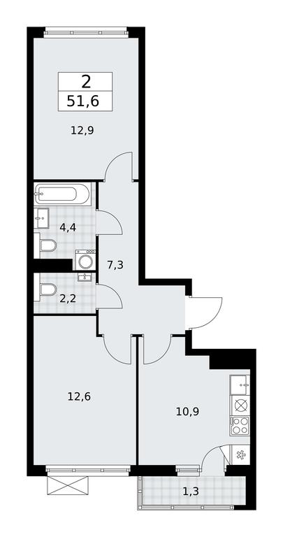 1-BD Apartment Sale, 51.6平方米 at Buninskie Kvartaly, Akademika Semyonova Street, 22, Moscow, Russia #2 1-BD Apartment Sale, 51.6平方米 at Buninskie Kvartaly, Akademika Semyonova Street, 22, Moscow, Russia #2
