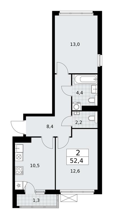1-BD Apartment Sale, 52.4 sq. m. at Buninskie Kvartaly, Akademika Semyonova Street, 22, Moscow, Russia #1 1-BD Apartment Sale, 52.4 sq. m. at Buninskie Kvartaly, Akademika Semyonova Street, 22, Moscow, Russia #1