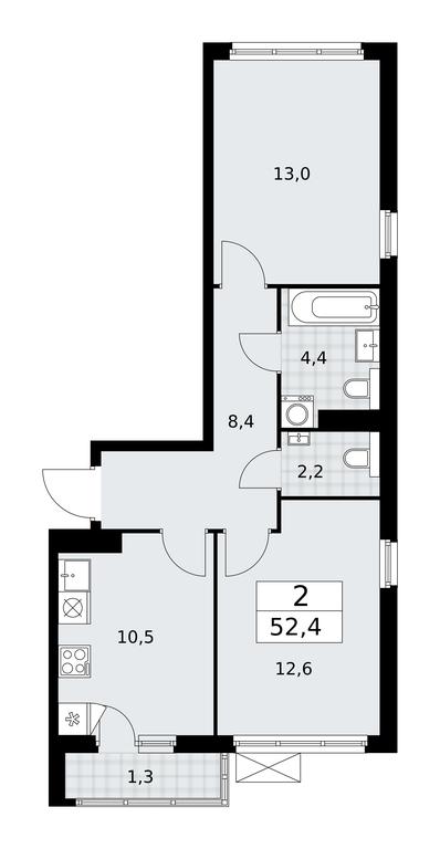 1-BD Apartment Sale, 52.4平方米 at Buninskie Kvartaly, Akademika Semyonova Street, 22, Moscow, Russia #1 1-BD Apartment Sale, 52.4平方米 at Buninskie Kvartaly, Akademika Semyonova Street, 22, Moscow, Russia #1