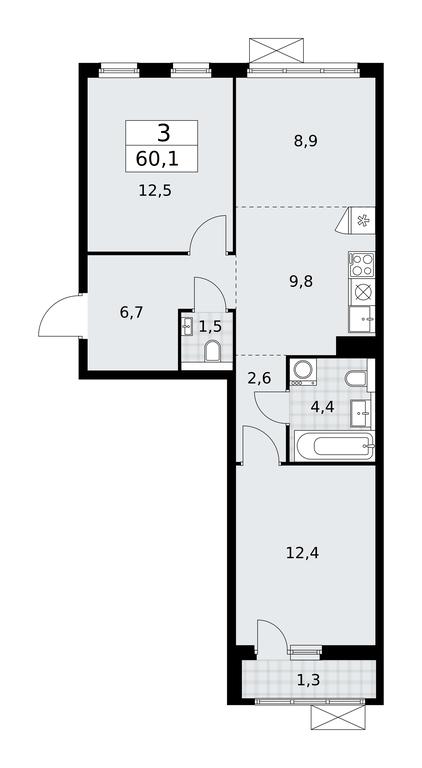 2-BD Apartment Sale, 60.1平方米 at Buninskie Kvartaly, Akademika Semyonova Street, 22, Moscow, Russia #1 2-BD Apartment Sale, 60.1平方米 at Buninskie Kvartaly, Akademika Semyonova Street, 22, Moscow, Russia #1