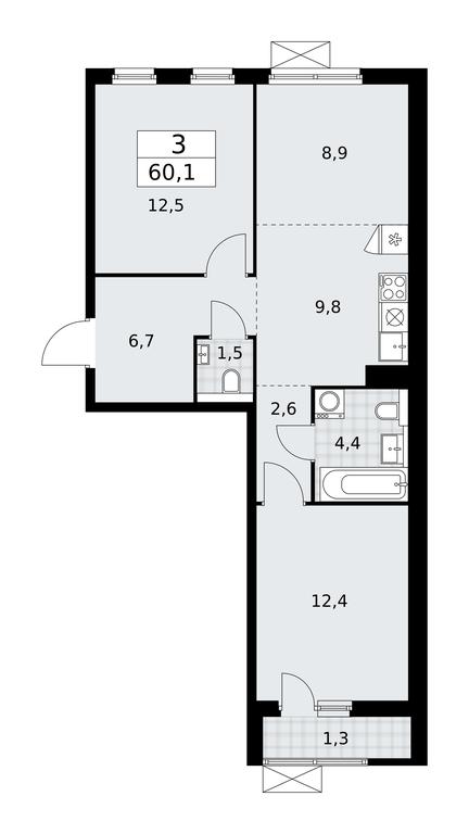 2-BD Apartment Sale, 60.1平方米 at Buninskie Kvartaly, Akademika Semyonova Street, 22, Moscow, Russia #1 2-BD Apartment Sale, 60.1平方米 at Buninskie Kvartaly, Akademika Semyonova Street, 22, Moscow, Russia #1