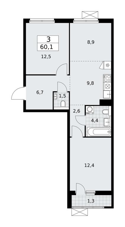 2-BD Apartment Sale, 60.1平方米 at Buninskie Kvartaly, Akademika Semyonova Street, 22, Moscow, Russia #1 2-BD Apartment Sale, 60.1平方米 at Buninskie Kvartaly, Akademika Semyonova Street, 22, Moscow, Russia #1