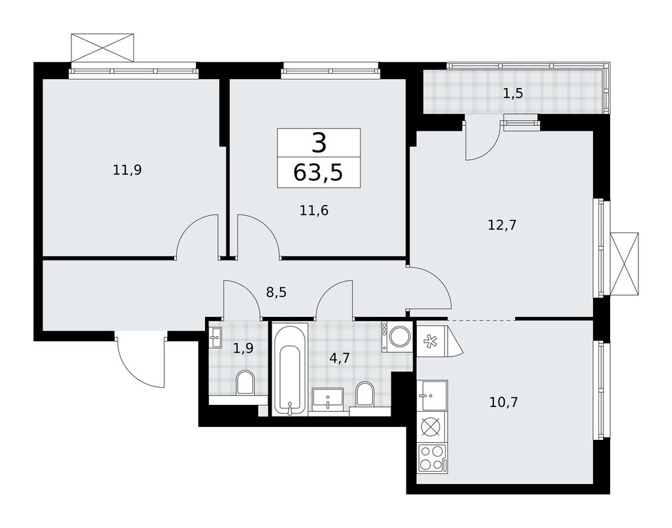 Продажа 2-комн. квартиры, 63,5 м² в ЖК «Бунинские кварталы», улица Академика Семёнова, 22, Москва, Россия #1