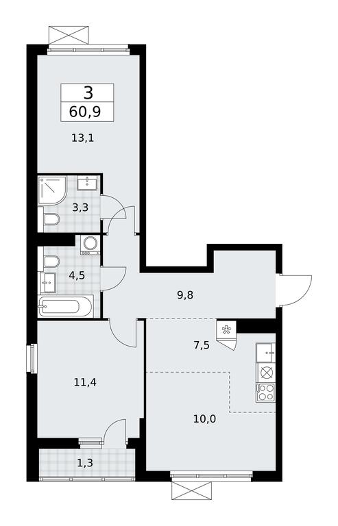 2-BD Apartment Sale, 60.9平方米 at Buninskie Kvartaly, Akademika Semyonova Street, 22, Moscow, Russia #2 2-BD Apartment Sale, 60.9平方米 at Buninskie Kvartaly, Akademika Semyonova Street, 22, Moscow, Russia #2