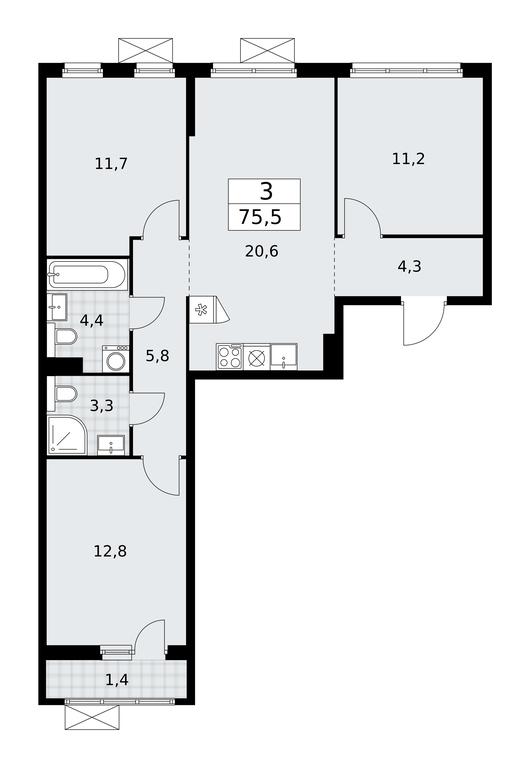 2-BD Apartment Sale, 75.5平方米 at Buninskie Kvartaly, Akademika Semyonova Street, 22, Moscow, Russia #1 2-BD Apartment Sale, 75.5平方米 at Buninskie Kvartaly, Akademika Semyonova Street, 22, Moscow, Russia #1