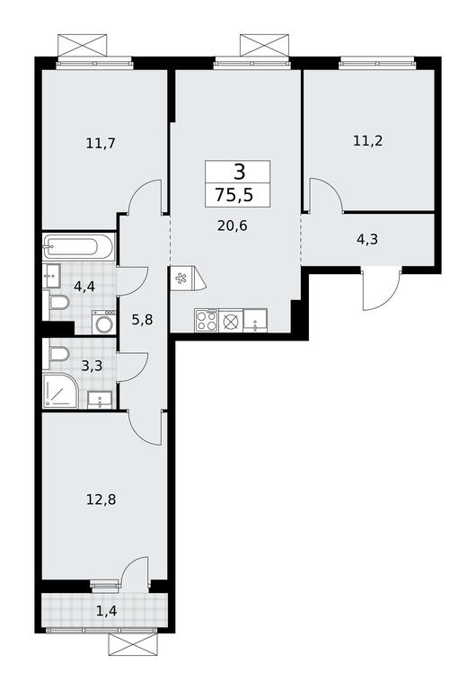 2-BD Apartment Sale, 75.5平方米 at Buninskie Kvartaly, Akademika Semyonova Street, 22, Moscow, Russia #1 2-BD Apartment Sale, 75.5平方米 at Buninskie Kvartaly, Akademika Semyonova Street, 22, Moscow, Russia #1