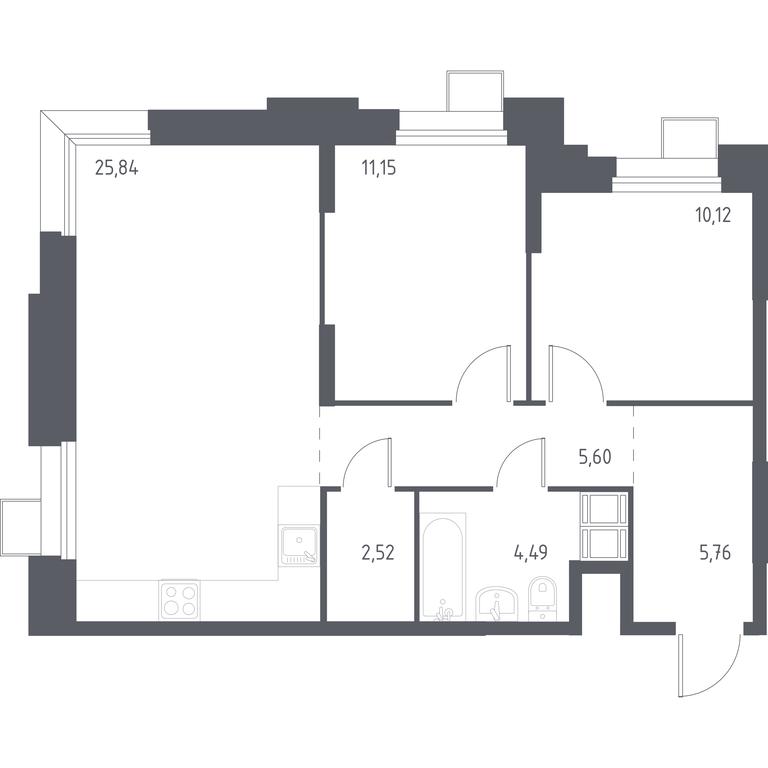 1-BD Apartment Sale, 65.72平方米 at Troparevo Park, Kiyevskoye shosse, 21-y kilometr, 3с4, Mosrentgen Settlement, Moscow, Russia #1 1-BD Apartment Sale, 65.72平方米 at Troparevo Park, Kiyevskoye shosse, 21-y kilometr, 3с4, Mosrentgen Settlement, Moscow, Russia #1
