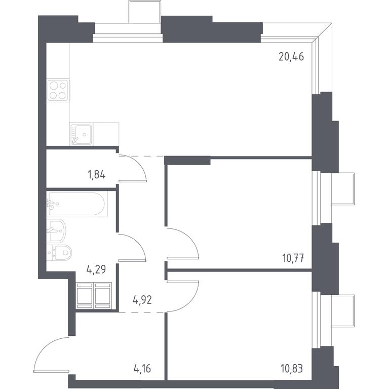 1-BD Apartment Sale, 57.27 sq. m. at Troparevo Park, Kiyevskoye shosse, 21-y kilometr, 3с4, Mosrentgen Settlement, Moscow, Russia #1 1-BD Apartment Sale, 57.27 sq. m. at Troparevo Park, Kiyevskoye shosse, 21-y kilometr, 3с4, Mosrentgen Settlement, Moscow, Russia #1