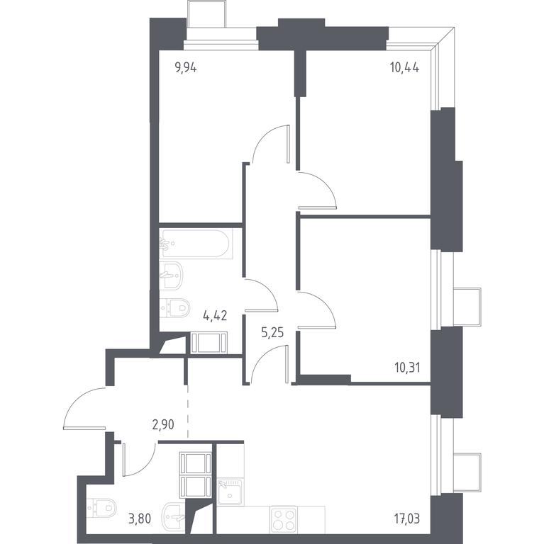 2-BD Apartment Sale, 64.61 sq. m. at Troparevo Park, Kiyevskoye shosse, 21-y kilometr, 3с4, Mosrentgen Settlement, Moscow, Russia #1 2-BD Apartment Sale, 64.61 sq. m. at Troparevo Park, Kiyevskoye shosse, 21-y kilometr, 3с4, Mosrentgen Settlement, Moscow, Russia #1