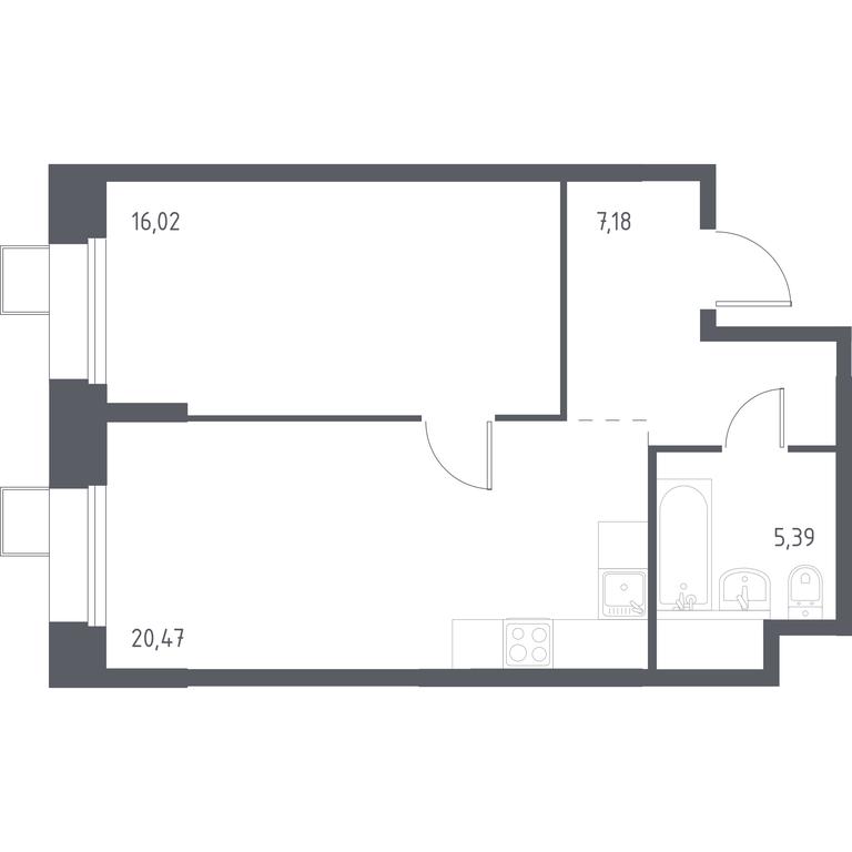 Apartment Sale, 49.23平方米 at Troparevo Park, Kiyevskoye shosse, 21-y kilometr, 3с4, Mosrentgen Settlement, Moscow, Russia #1